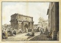 The Arch of Septimius Severus seen from the terrace of San Giuseppe dei Falegnami, Rome - Abraham Louis Rudolph Ducros