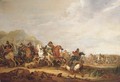 A cavalry skirmish - Abraham van der Hoef