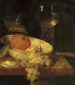 A roemer and a facon de Venise, oranges in a Wan-Li kraak porcelain bowl, an oyster, grapes and a knife on a table - Abraham Hendrickz Van Beyeren