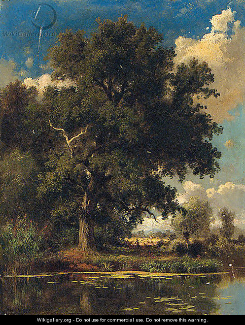 A Tranquil River Landscape, Breslau Near Taschenstrasse - Adolf Dressler