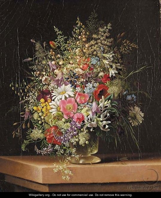 Wild flowers in a glass vase - Adelheid Dietrich