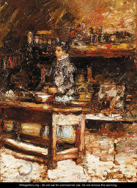 Woman in the kitchen - Adolphe Joseph Thomas Monticelli