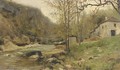 Ferme au bord d'un torrent dans le Jura By a river in a hilly landscape - Adolphe Appian