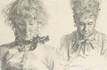Portraits of a girl and an old woman, bust-length - Adolph von Menzel