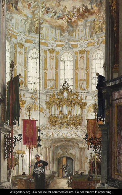 Inneres der Klosterkirche zu Ettal - Adolph von Menzel