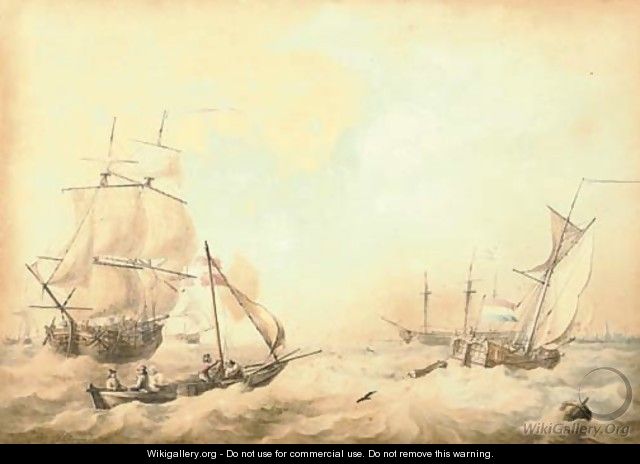 Shipping in a stiff breeze off the low countries - Aert Schouman