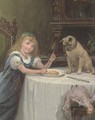 Dinner companions, a young girl with her pug - Alexander Rosell