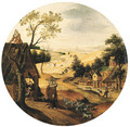 The Month of June A landscape with Christ The Good Shepherd - Abel Grimmer