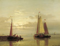 Sailing vessels near a jetty at dusk - Abraham Hulk Jun.