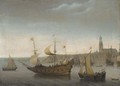 A view of Vlissingen with shipping - Abraham de Verwer