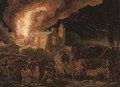Soldiers sacking a burning monastry - Abraham Danielsz. Hondius