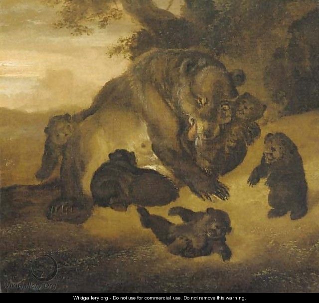 A bear with her cubs - Abraham Danielsz. Hondius