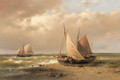 Sailors standing by a beached sailingvessel - Abraham Hulk Snr