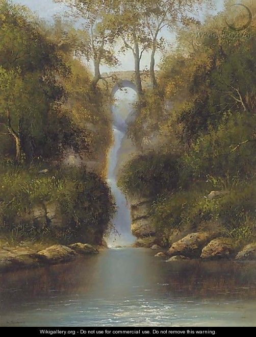 Pwll-y-Cwn Falls in the Clydach valley - Victor-Gabriel Gilbert