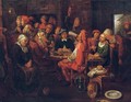 Figures making merry in an inn - (after) Hubert Van Ravesteijn