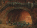 Washerwomen at an aqueduct - (after) Hubert Robert