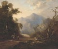 Figures on a beaten track in a mountainous landscape - (after) Horatio McCulloch
