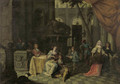 Elegant company on a terrace - (after) Hieronymus Janssens