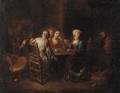 Company drinking tea and wine in an inn - (after) Heroman Van Der Mijn