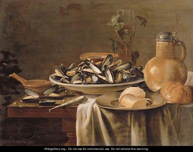 Mussels in a porcelain bowl - (after) Jacob Fopsen Van Es