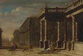 Elegant figures before a palace, a park beyond - (after) Jacobus Saeys