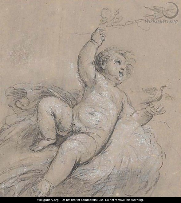 Study of Cupid releasing doves - (after) Jacob De Wit
