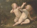 Putti disporting in a landscape - (after) Jacob De Wit
