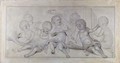 An allegory of Music, with putti singing and playing music, en grisaille an overdoor - (after) Jacob De Wit