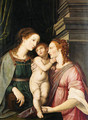 The Virgin and Child adored by a female saint - (after) Jacob De Backer