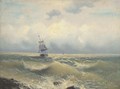 A two masted barque running along the coast - (after) Ivan Konstantinovich Aivazovsky