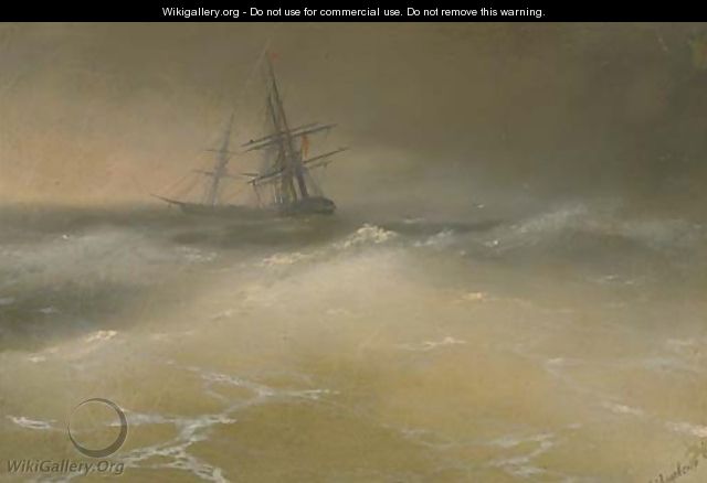 Ships in a story sea - (after) Ivan Konstantinovich Aivazovsky
