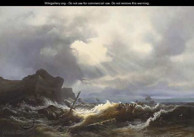 Shipwreck off the coast in a stormy sea - (after) Ivan Konstantinovich Aivazovsky