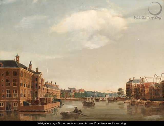The Diachonie Orphanage on the Amstel looking to the Blauwbrug Bridge, Amsterdam - (after) Isaac Ouwater
