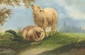 Sheep in a landscape - (after) Jacob Van Dieghem