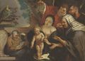 The Holy Family with Saints Joachim and Anne and an Angel - (after) Jacob Jordaens