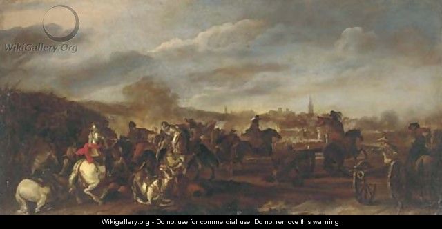 A cavalry battle - (after) Jacques (Le Bourguignon) Courtois