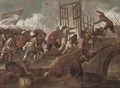A battle on a bridge - (after) Jacques (Le Bourguignon) Courtois