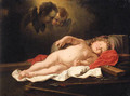 The infant Christ sleeping by the Instruments of the Passion - (after) Govert Teunisz. Flinck
