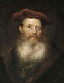 Portrait of a bearded man, bust-length, in a fur-trimmed black coat and a velvet cap - (attr. to) Flinck, Govaert