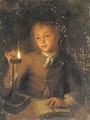 A boy reading by candlelight - (after) Godfried Schalcken