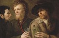 Three men with a glass and a bottle - (after) Giuseppe Bossi