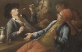 Peasants drinking and smoking in an interior - (after) Giuseppe Bonito