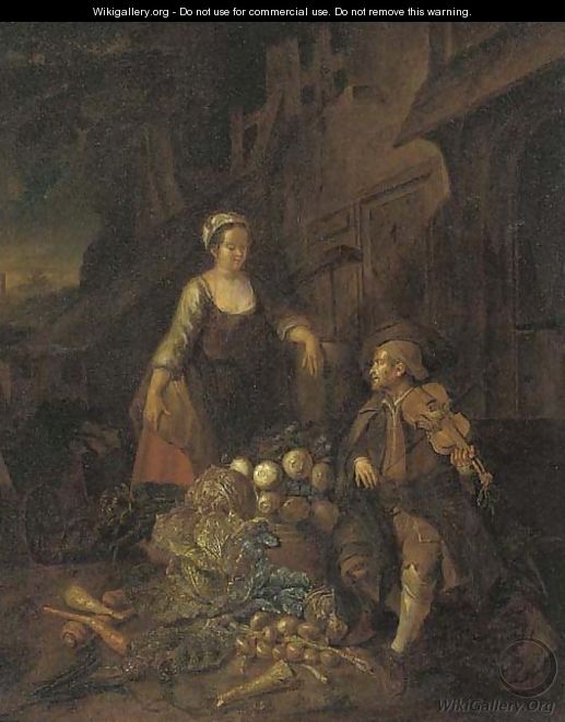 A Vegetable Seller With A Fiddle Player - (after) Hendrick Maertensz. Sorch (see Sorgh)