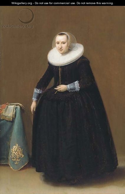 Portrait of a lady, aged 24 - (after) Hendrick Gerritsz. Pot