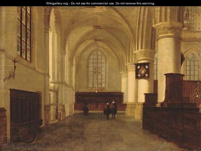 Figures in a church interior - (attr. to) Vliet, Willem van der