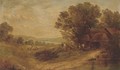 Timberjacks by a cottage, a shepherd and his flock beyond - (after) Henry John Boddington