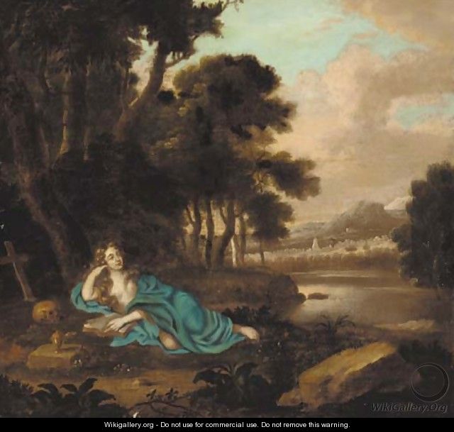 The penitent Magdalene reclining in a landscape - (after) Henri Gascars