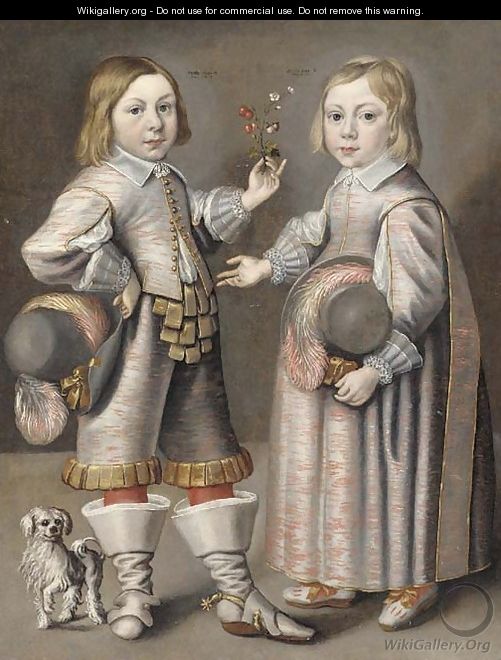Double portrait of a boy and girl, aged 4 and 3 - (after) Hendrik Munnichoven