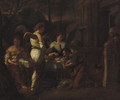 Abraham entertaining the three Angels - (after) Hendrick Heerschop Or Herschop