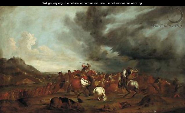 A cavalry battle - (after) Rugendas, Georg Philipp I